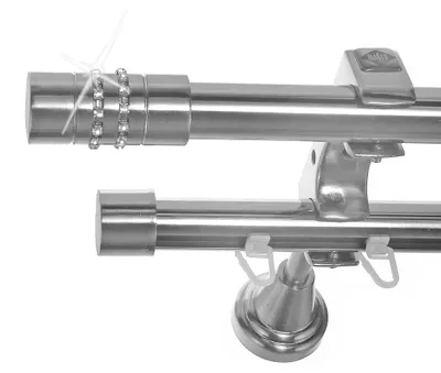 Produktbild von Rohr + Innenlauf Gardinenstange Ø 20mm Edelstahl Look 2-läufig Wandträger H60 RI