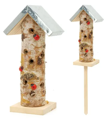 Produktbild von Insektenhotel Marienkäferturm Insektenhaus - Naturholz - 29 cm - Mit Erdspieß - Für Garten und Terrasse