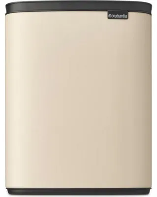 Produktbild von Brabantia Abfalleimer de Bo 12L Rechteckiger, kompakter Mülleimer, Deckel declosing suave und herausnehmbarer Inneneimer | Wandmontage oder freistehendes Design für Bad, Küche oder Büro | Soft Beige