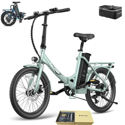 Produktbild von Elektrofahrrad klapprad Rostfreie Aluminiumlegierung Pannensichere Reifen 20 zoll bis zu 150 - 190 km Wasserdicht IPX4 mit 7 Gang, Grün