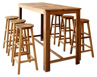 Produktbild von Bartisch mit Barhockern 7-teilig aus Akazienholz