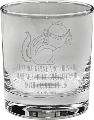 Produktbild von Mr. & Mrs. Panda Tumbler Eichhörnchen Smoothie - Transparent - Geschenk, Scotch Glas, Green Smoothies, Whiskyglas, Diät, Lustige Sprüche, Streifenhörnchen, Whiskey