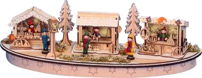 Produktbild von LED Weihnachtsmarkt Holz beleuchtet