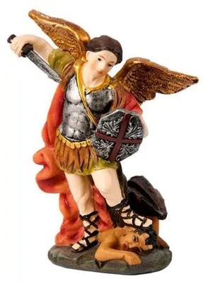 St. Michael Figur aus Kunstharz, handbemalt, 8 cm