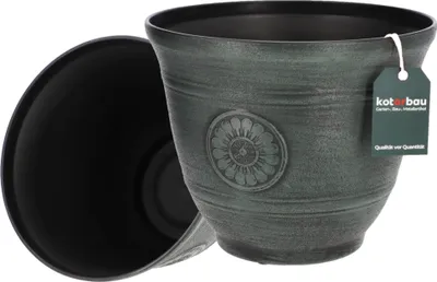 Image de KOTARBAU® Lot de 2 pots de fleurs effet métal design opalescent vert 25 x 30 cm