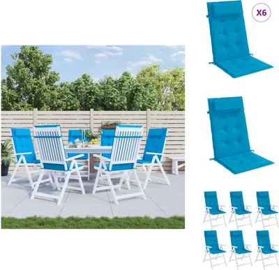 Image de vidaXL Coussins de chaise à haut dossier 6 pcs. Bleu clair Tissu Oxford - Coussin d'assise