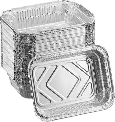 Image de Lot de 50 bacs à barbecue en aluminium, faciles à nettoyer, pour recueillir la graisse et le jus