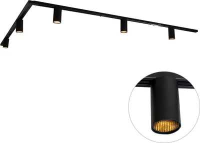Zdjęcie produktu dla QAZQA - Nowoczesny system szyn I Reflektor punktowy I Reflektor sufitowy I Reflektor z 5-punktowym czarnym reflektorem I Reflektor punktowy I Reflektor sufitowy I Reflektor sufitowy I Reflektor I Lampa I Oprawy oświetleniowe 1-fazowe