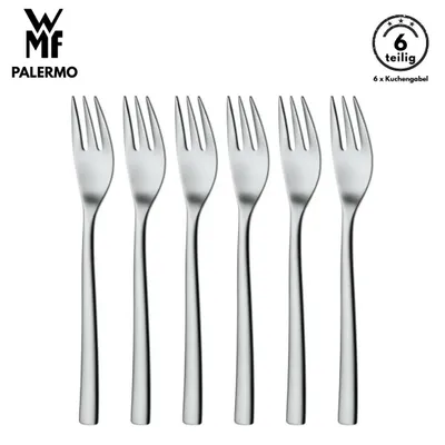 Produktbild von WMF Palermo Kuchengabel set, 6 tlg, , 15,7 cm, Cromargan Edelstahl 18/10 mattiert, spülmaschinengeeignet, ergonomisch, Bestecksets, besteck