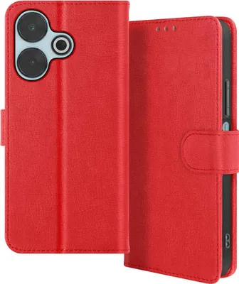 Image de Avizar, étui en similicuir avec fonction de support Xiaomi Redmi 13, rouge