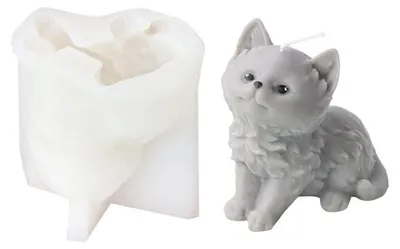 Image de Moule en silicone en forme de chat en 3D, idéal pour la fabrication de bougies, de savons, de chocolats et pour la décoration de gâteaux