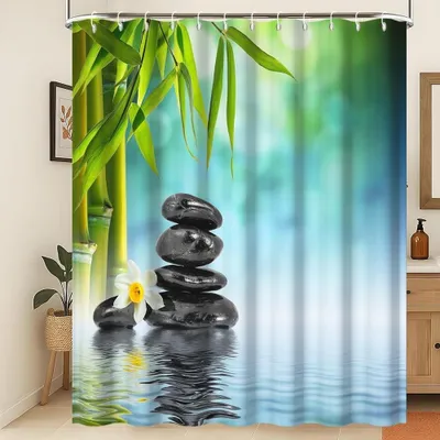 Zdjęcie produktu dla Zasłona prysznicowa bambusowa, 180x240 cm, wodoodporna i nadająca się do prania