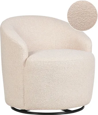 Produktbild von BELIANI Drehsessel Beige aus Bouclé 360° Drehbar Geschwungene Rückenlehne Retro Stil Modernes Design für Wohnzimmer Schlafzimmer Flur Büro
