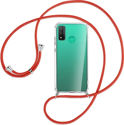 Produktbild von Handykette Backcover-Schutzhülle mit Band (Metall silberfarben) für Huawei P Smart 2020 - rot