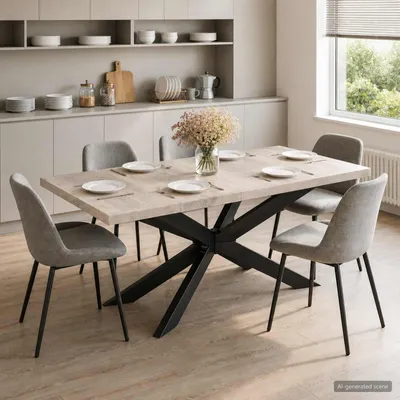 Immagine prodotto di Maison Exclusive - Tavolo da pranzo, dimensioni 180 x 90 x 76 cm, realizzato in massello di mango sbiancato