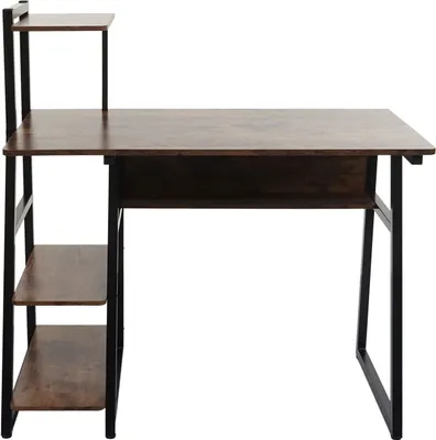 Immagine prodotto di Scrivania con ripiano HWC-K68, tavolo per laptop, tavolo da lavoro per ufficio,  MVG 100x50cm, metallo MDF ~ marrone