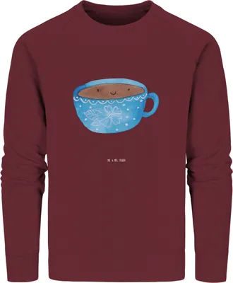 Produktbild von Mr. & Mrs. Panda Bio Baumwoll Pullover Kaffee Tasse Größe XS - Burgundy - Geschenk, Sweater, Lustige Sprüche, Sweatshirt, Genuss, Pulli, Glücklich, Geschmack, Liebe