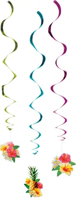 Produktbild von 3 Hawaii Deko Party Luftschlangen - Dekospiralen