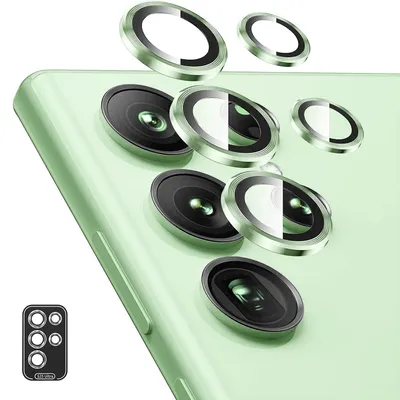Immagine prodotto di Per Samsung Galaxy S25 Ultra 5G in alluminio protettivo anello fotocamera + H9 temperato vetro duro verde scuro