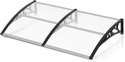 Produktbild von Vordach für Haustür 200 x 100 cm Pultbogenvordach Transparent Polycarbonat Pultvordach Überdachung 5 mm, PP Halterung,Türdach für draußen Sonnenschutz Regenschutz