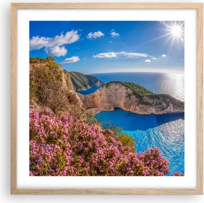Produktbild von Gerahmtes Poster - Rahmen in heller Eiche - Meer Sommer Blume - 50x50 cm - Wand Bild - Wanddeko - Wandbilder - Wandposter - Bilderrahmen - Bilder - Kunstdruck - Wandbild - P2NAC50x50-3741