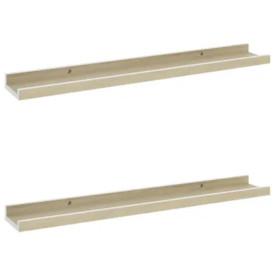 Obrázok produktu pre Nástenné police 2 ks, biele a dub sonoma 60x9x3 cm