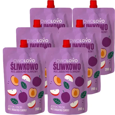 Produktbild von Owolovo Fruchtmus Apfel-Pflaume Śliwkowo 6 x 200 g