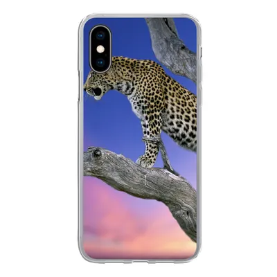 Produktbild von MuchoWow® Handyhülle Schutzhülle Hülle für iPhone X Leopard - Baum - Zweig Silikon Softcase Handy Hülle - Handyhülle