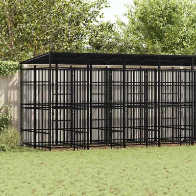 Obrázek produktu pro vidaXL Venkovní bouda pro psy se střechou Ocel 14,75 m²