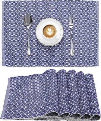 Produktbild von JEMIDI 6er Set Tischset gerippt Rautenmuster - 6 Tischsets aus Baumwolle - 6x Boho Platzdeckchen Platzset aus Stoff - Tisch Sets Platzsets Placemats -