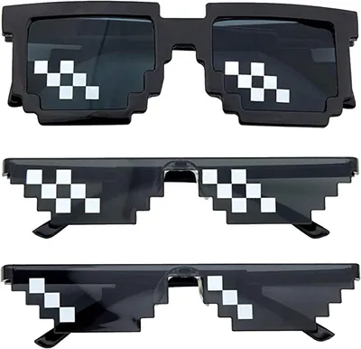 Productafbeelding van Zonnebrilset, 3 stuks, pixelmozaïekdesign, geschikt voor themafeesten
