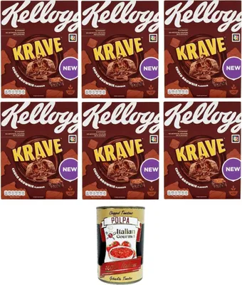 Produktbild von Kellog's Krave Choco Brownie Flavour 6x 375gr + Italian Gourmet polpa 400g