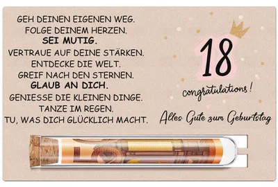 Produktbild von 18. Geburtstag Geschenkset mit Reagenzglas und Holzkarte mit Gravur