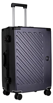 Produktbild von Hartschalen-Reisekoffer aus Covestro Polycarbonat – ohne Reißverschluss, TSA-Schloss, 4 Doppelrollen, Aluminiumrahmen – leicht & stabil Check-in Koffer - Schwarz