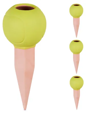 Produktbild von Relaxdays Tonkegel Tennisball, 4er Set, Bewässerungskugeln, für 1,5 L PET-Flaschen, Gießhilfe, Keramik, gelb/terrakotta, KI-generiertes Bild