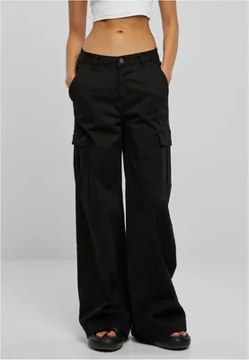 Image de Urban Classics Ladies High Waist Wide Leg Twill Cargo Pants noir - 27 large