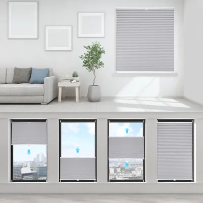 Produktbild von Plissee Klemmfix ohne Bohren 130x150cm Hellgrau Sonnenschutzrollo Verspannt Blickdicht Lichtschutz Faltrollo Jalousie Rollos für Fenster und Tür