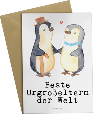 Produktbild von Mr. & Mrs. Panda Grußkarte Pinguin Beste Urgroßeltern der Welt - Weiß - Geschenk, Grußkarten, einladungskarten, Geburtstag, valentinstagskarte, osterkarten, osterkarte