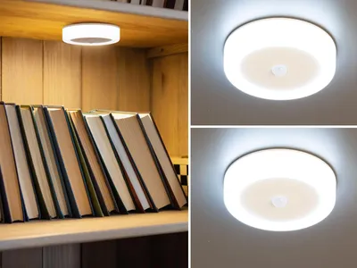 Produktbild von 2er SET LED Akku Unterbauleuchten rund mit Bewegungsmelder & Tageslicht, Ø 9cm