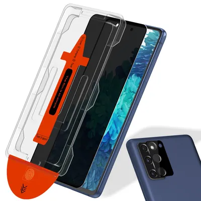 Produktbild von 1-Pack Samsung S20 FE Displayschutzfolie Privacy & 1-Pack Kameraschutz - Gehärtetes Glas | [Automatische Installation] - Blasenfrei