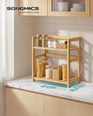 Produktbild von SONGMICS Gewürzregal mit 2 Ebenen, Küchenregal, für Arbeitsplatte, Küche, beige, KI-generiertes Bild