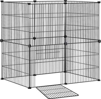 Obrázok produktu pre JOIEYOU Voľný výbeh pre malé zvieratá 142x72x36cm Vonkajší výbeh s mriežkou 12-panelová ohrádka s dverami Ohrádka pre malé zvieratá pre králiky a škrečky (čierna)