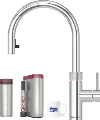Produktbild von Quooker Flex verchromt glänzend & PRO3 Reservoire & sprudelndes Wasser CUBE