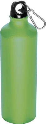 Produktbild von Aluminium Trinkflasche mit Karabinerhaken / Sportflasche / 800ml / hellgrün