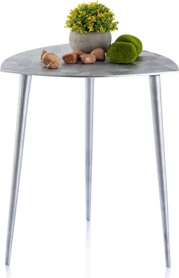 Image de Table d'appoint en métal Table décorative Alster 40cm triangulaire aluminium argenté