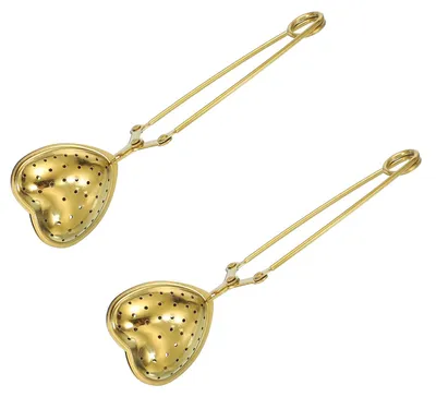 Herz-Teefilter aus Edelstahl, 2 Stück, 16 cm, Gold