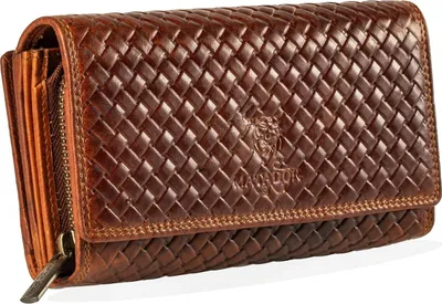Produktbild von Leder Geldbeutel Geldbörse Damen Herren Groß Viele Fächer | Kartenetui Portemonnaie Geldtasche Damen mit RFID NFC Schutz | Portmonee  Damenportemonnai
