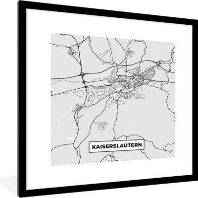 Produktbild von MuchoWow® Gerahmtes Poster Stadtplan - Deutschland - Karte - Kaiserslautern 40x40 cm - Poster mit Schwarzem Bilderrahmen Wandposter Rahmen Foto Bilder - Poster - Plakat im Rahmen