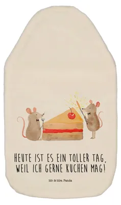 Produktbild von Mr. & Mrs. Panda Wärmflasche Mäuse Kuchen - Weiß - Geschenk, Kuschelwärmflasche, mit Bezug, Wärmekissen, Party, Kuchenliebe, Wärmflaschen, Geburtstag, Plüsch, Maus