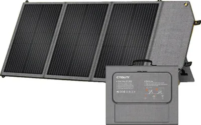 Obrázok produktu pre Solárny panel, prenosný skladací dizajn, vysoká účinnosť, čierny, 20,5 V, 100 W
